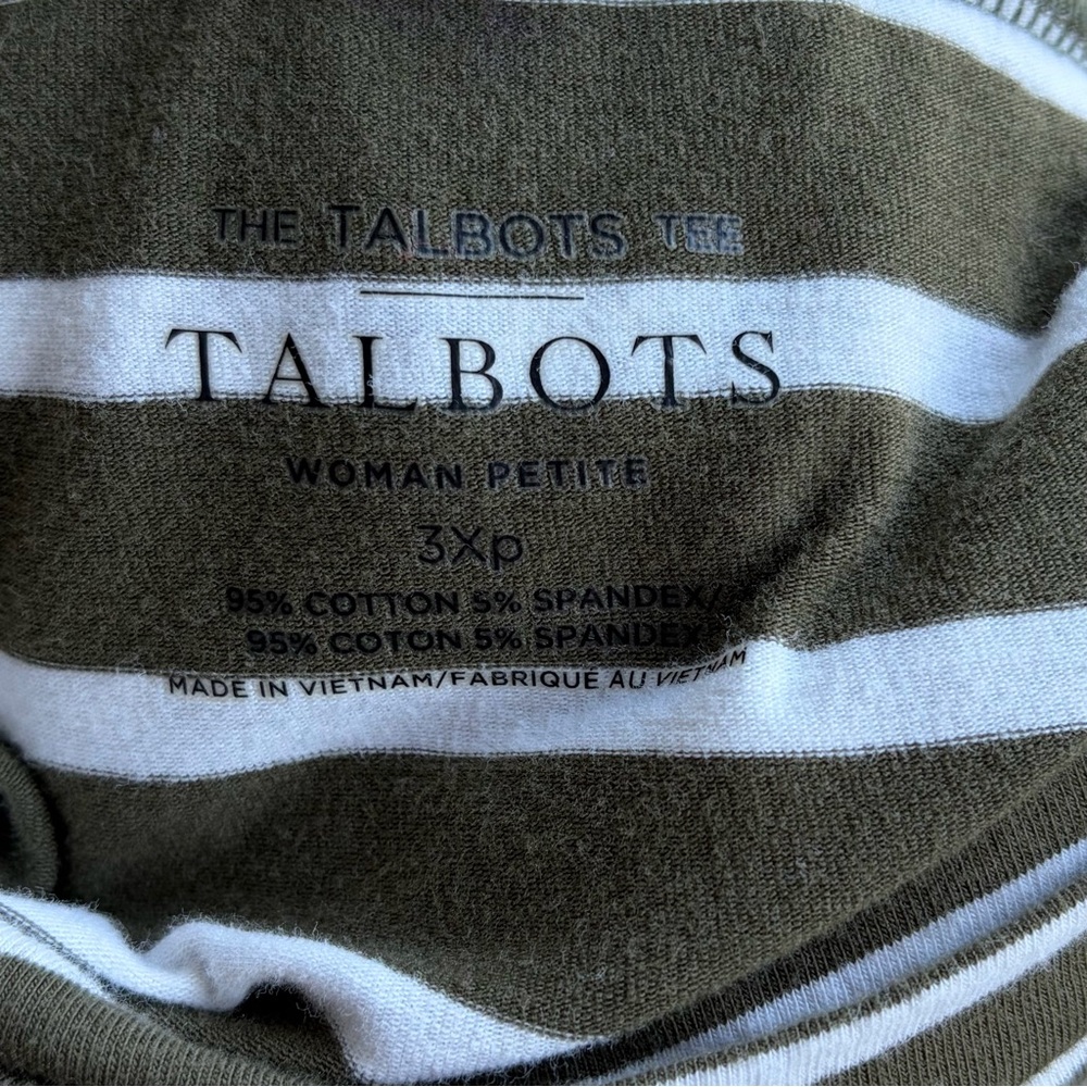 •Talbots• Olive Green Striped Turtleneck Knit Top  - Size 3X Petite - Picture 2 of 8